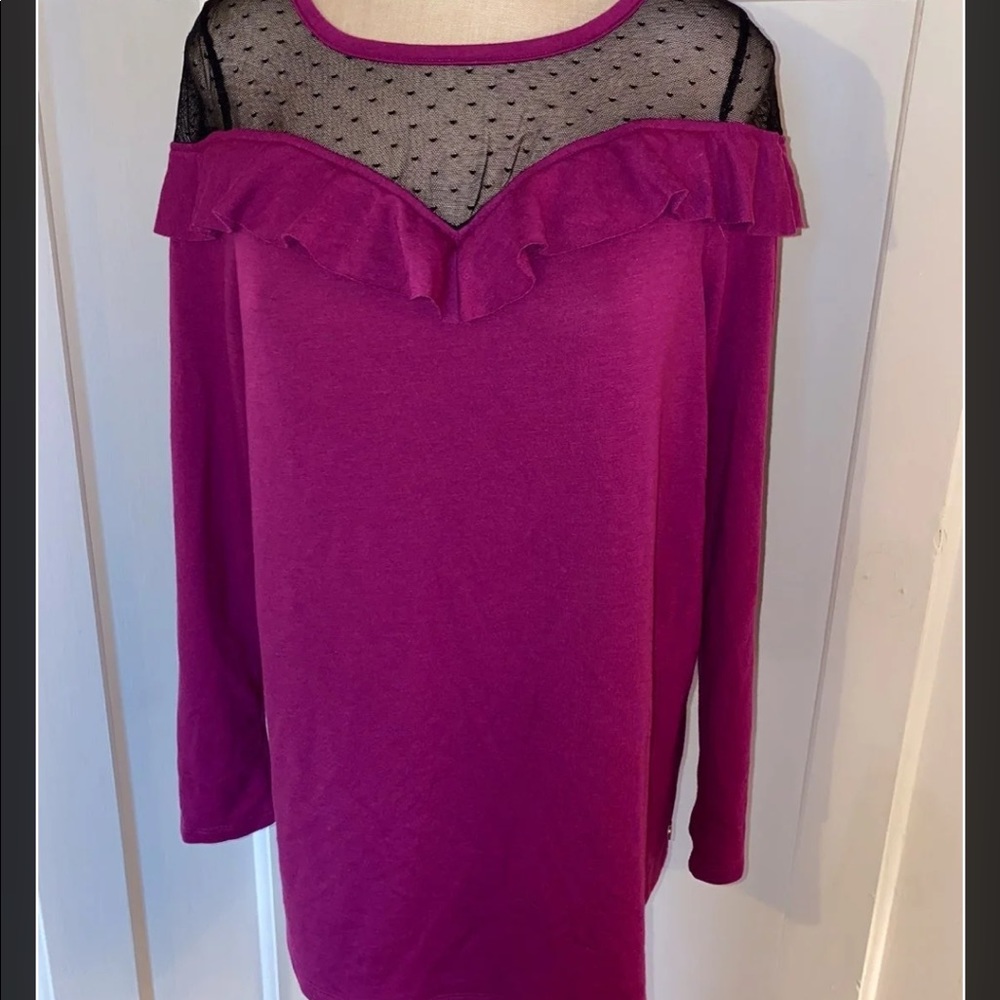 Lane Bryant Sheer Ruffle Top - Picture 2 of 4